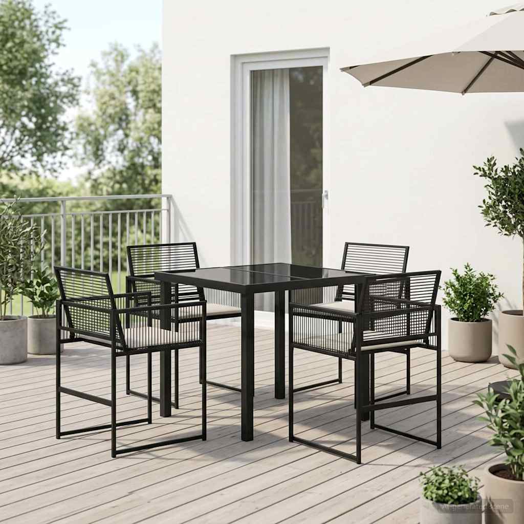 Garten Essgruppe 5 Pcs Schwarz Poly-Rattan