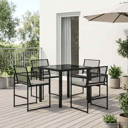 Garten Essgruppe 5 Pcs Schwarz Poly-Rattan