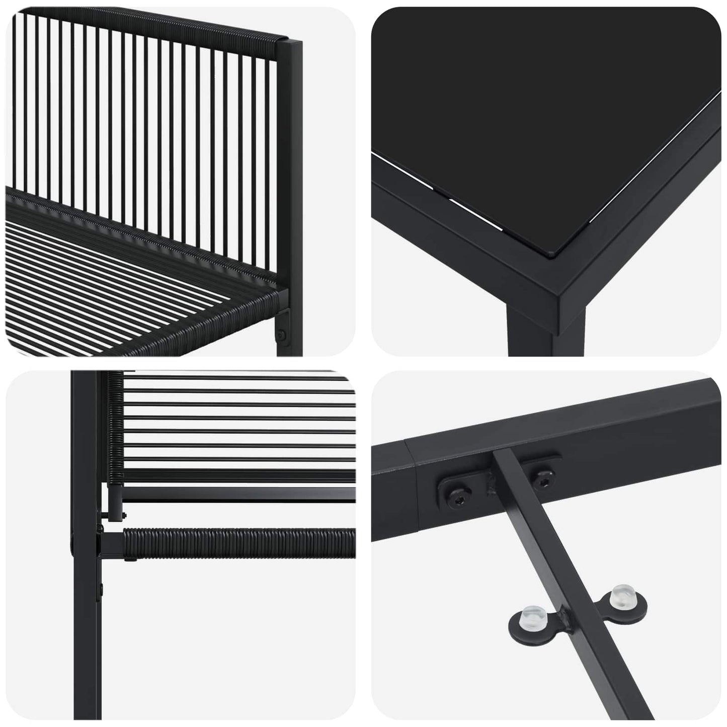 Garten Essgruppe 5 Pcs Schwarz Poly-Rattan