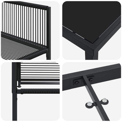 Garten Essgruppe 5 Pcs Schwarz Poly-Rattan
