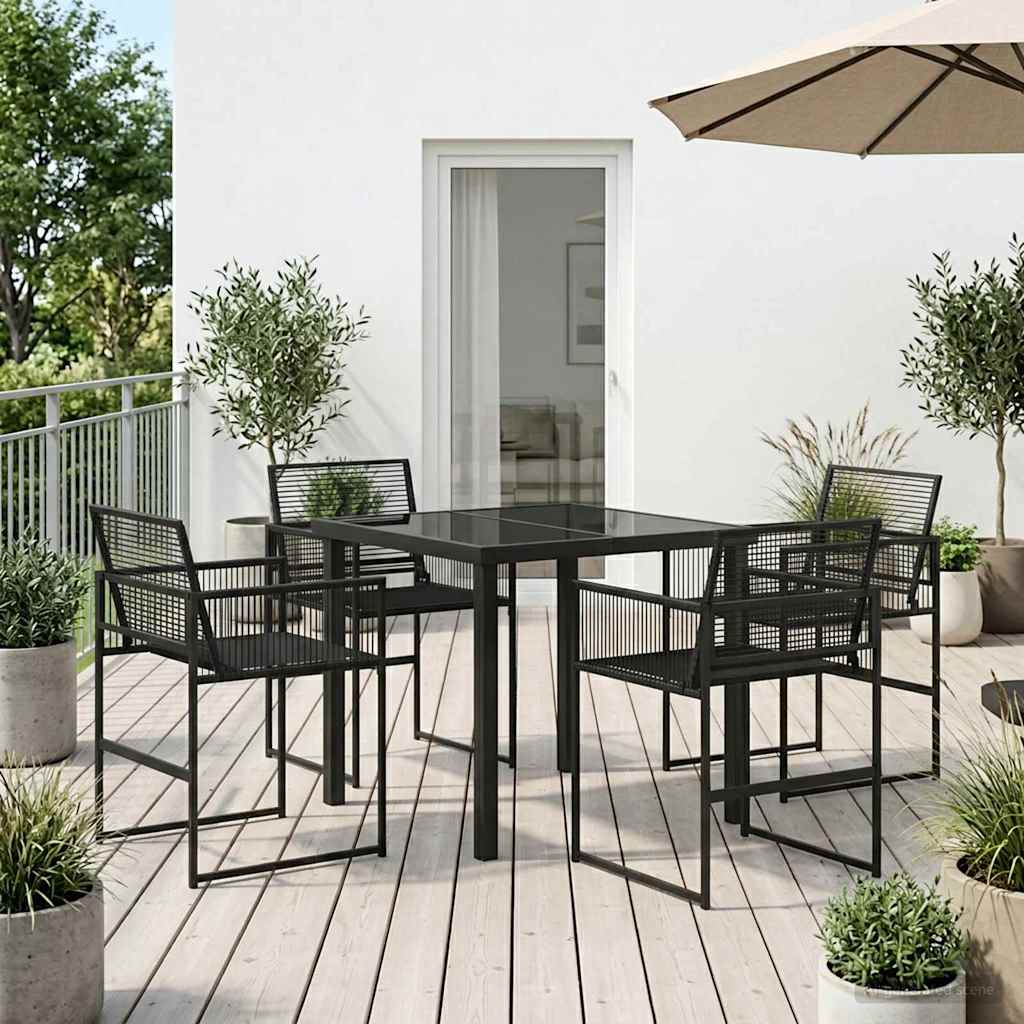 Garten Essgruppe 5 Pcs Schwarz Poly-Rattan