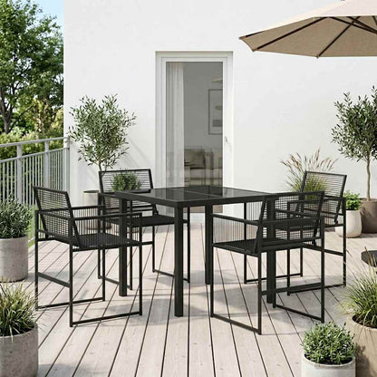 Garten Essgruppe 5 Pcs Schwarz Poly-Rattan