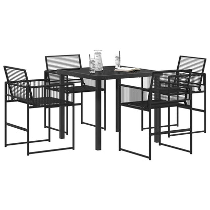 Garten Essgruppe 5 Pcs Schwarz Poly-Rattan