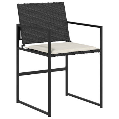 Garten Essgruppe Mit Kissen 5 Pcs Schwarz Und Creme Poly-Rattan
