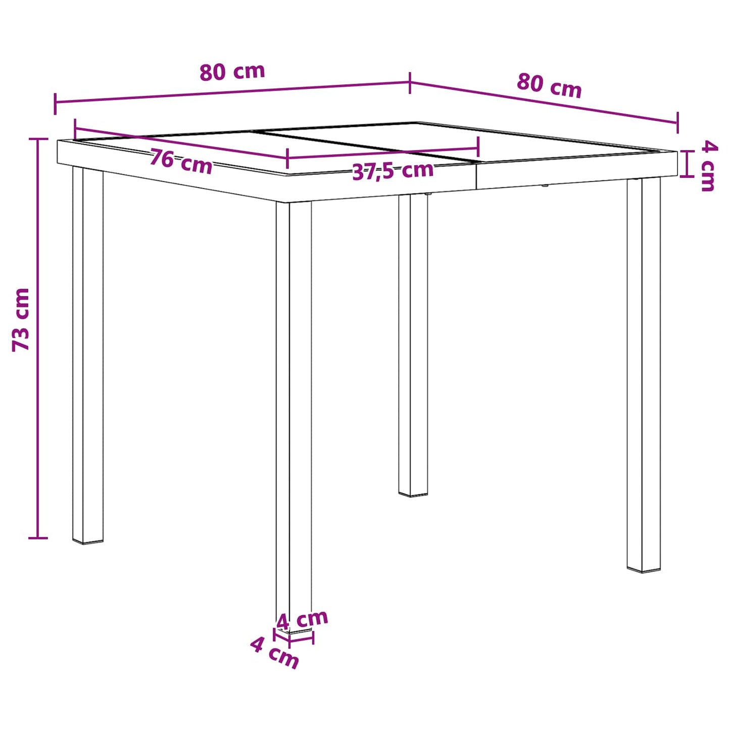 Garten Essgruppe 5 Pcs 80 X 80 X 73 Cm