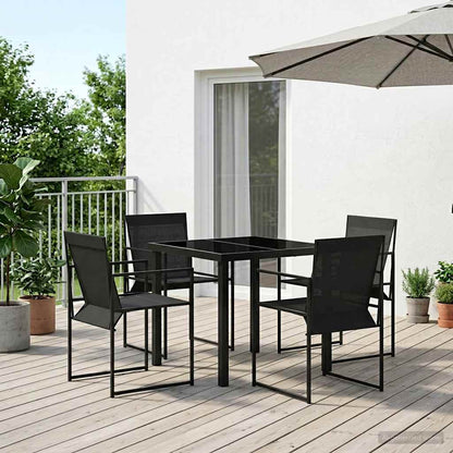 Garten Essgruppe 5 Pcs Schwarz Textilene Und Stahl