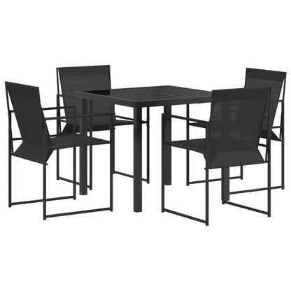 Garten Essgruppe 5 Pcs Schwarz Textilene Und Stahl