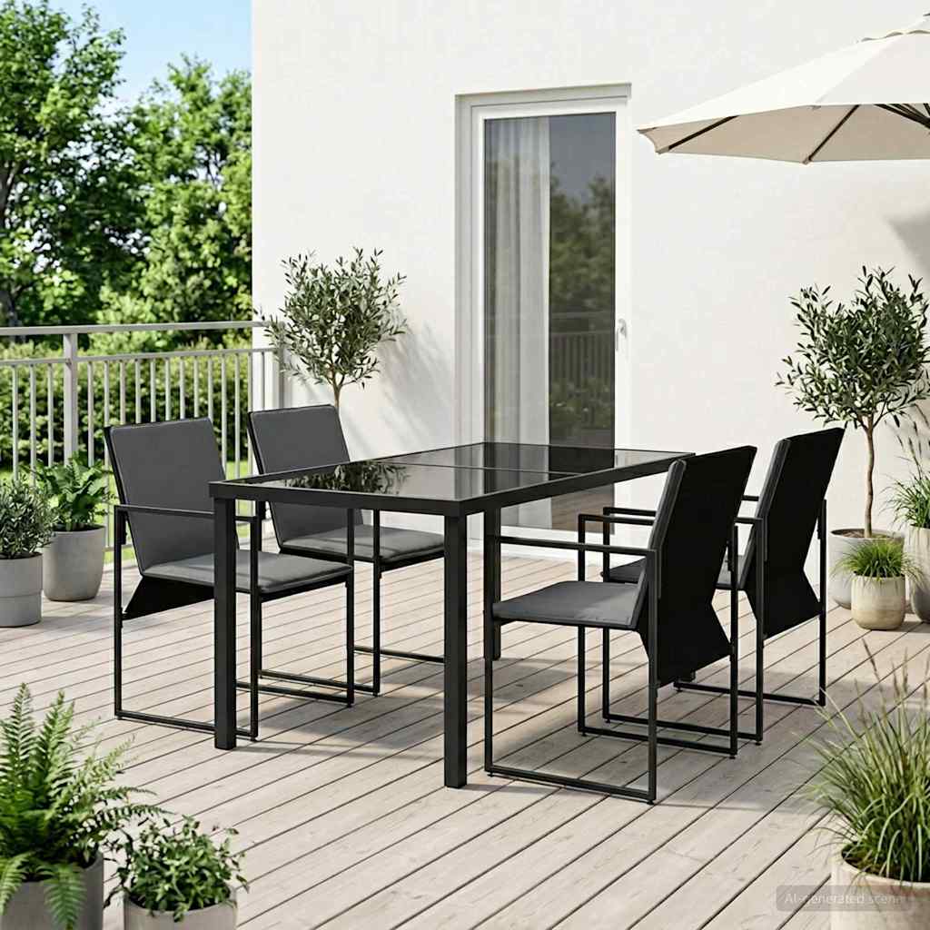 Garten Essgruppe 9 Pcs Schwarz Und Anthrazit 160 X 80 X 73 Cm