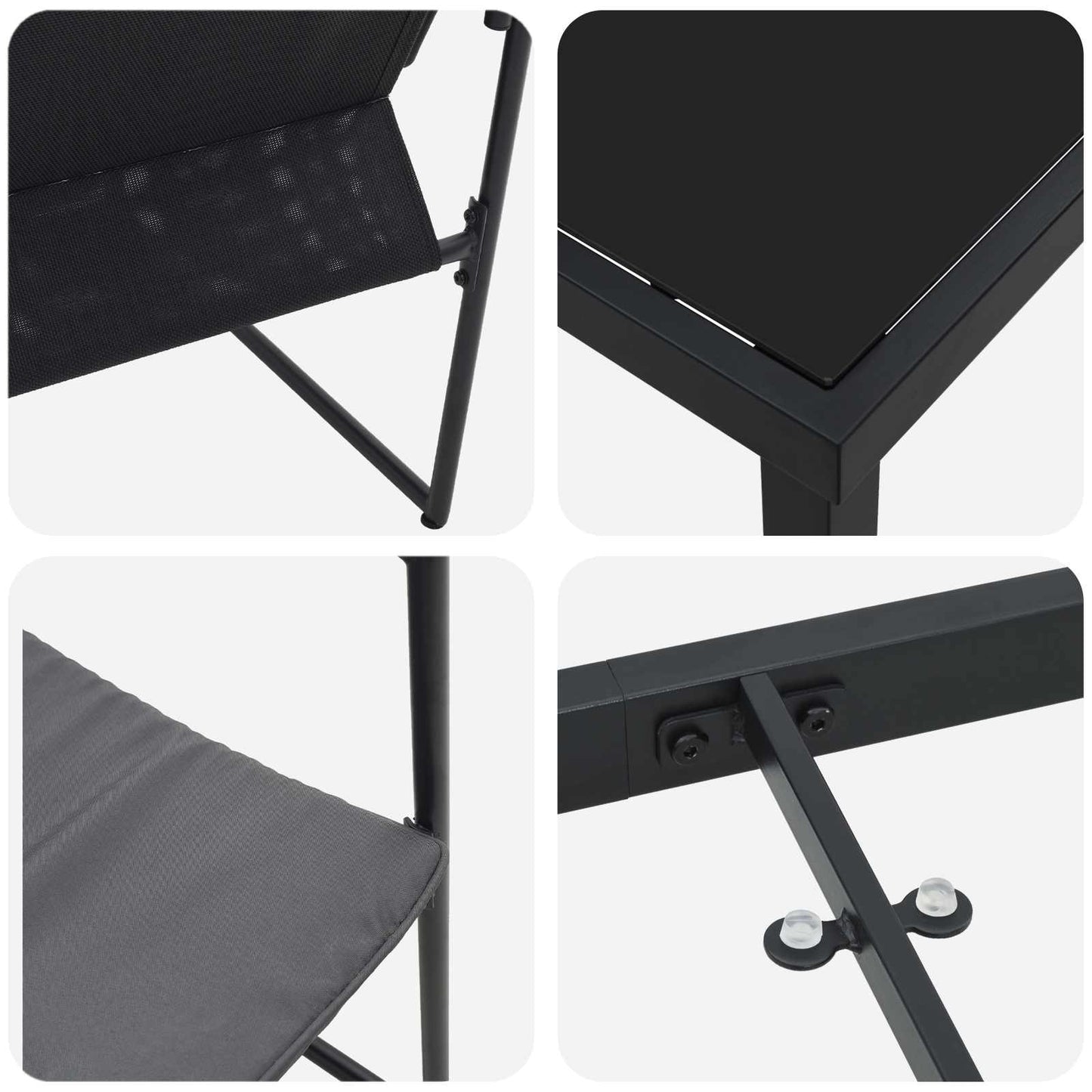 Garten Essgruppe 9 Pcs Schwarz Und Anthrazit 160 X 80 X 73 Cm