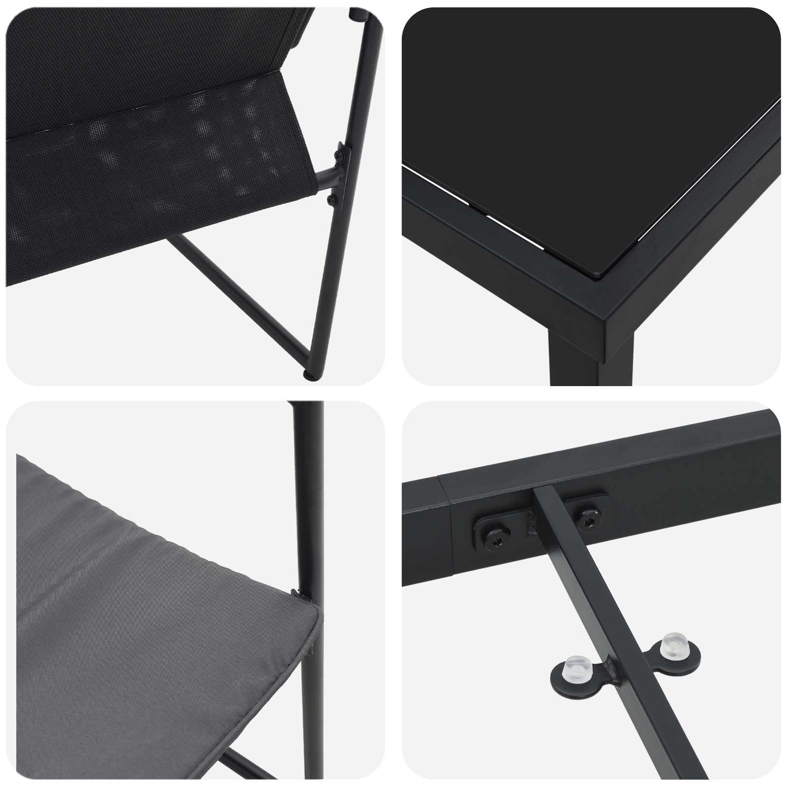 Garten Essgruppe 9 Pcs Schwarz Und Anthrazit 160 X 80 X 73 Cm