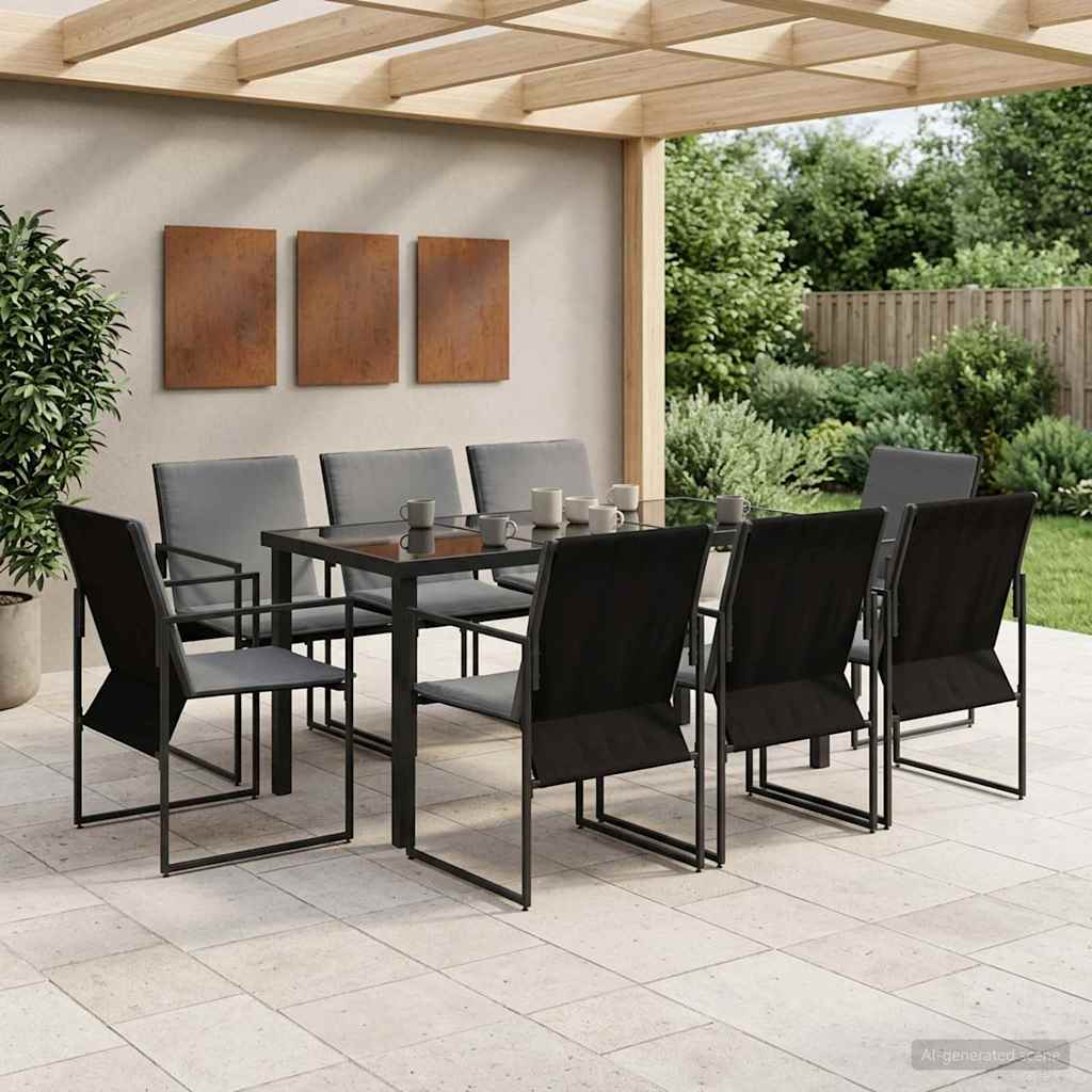 Garten Essgruppe 9 Pcs Schwarz Und Anthrazit 160 X 80 X 73 Cm