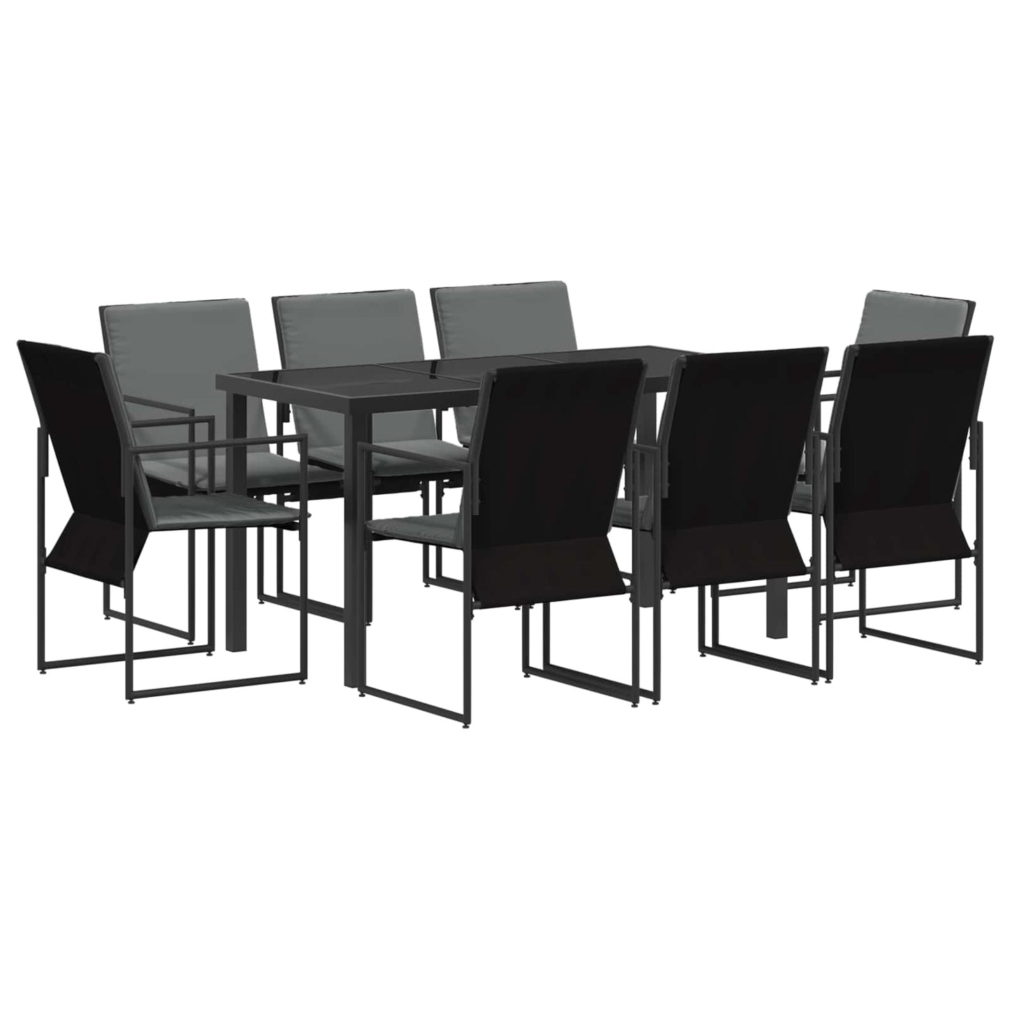 Garten Essgruppe 9 Pcs Schwarz Und Anthrazit 160 X 80 X 73 Cm