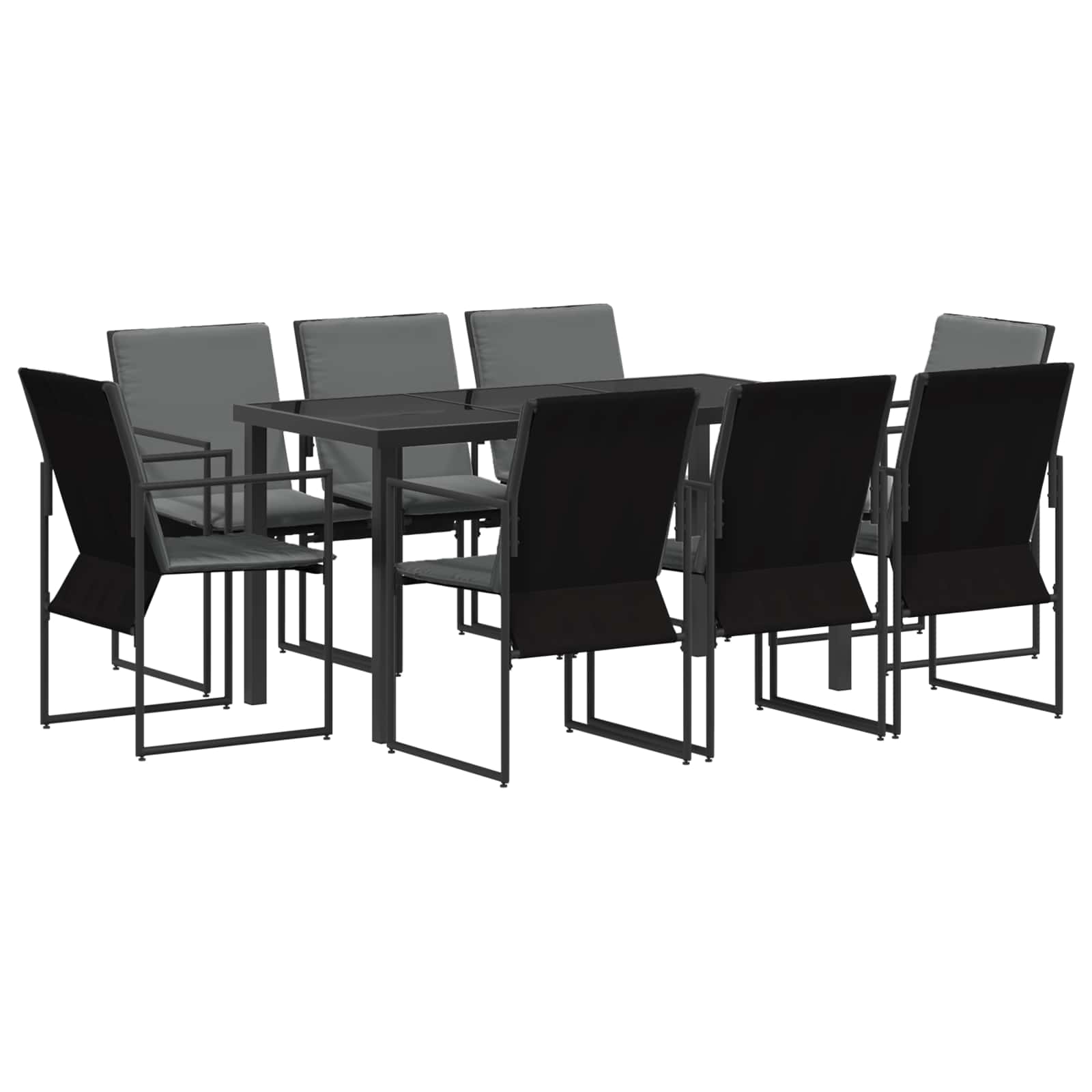 Garten Essgruppe 9 Pcs Schwarz Und Anthrazit 160 X 80 X 73 Cm