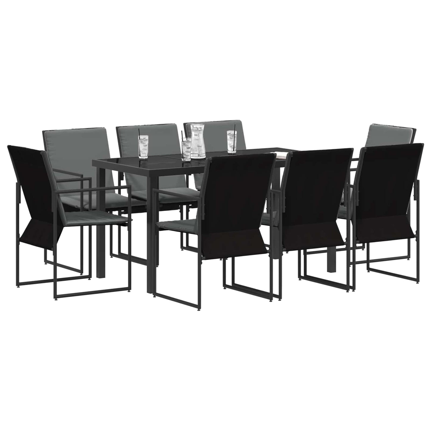 Garten Essgruppe 9 Pcs Schwarz Und Anthrazit 160 X 80 X 73 Cm