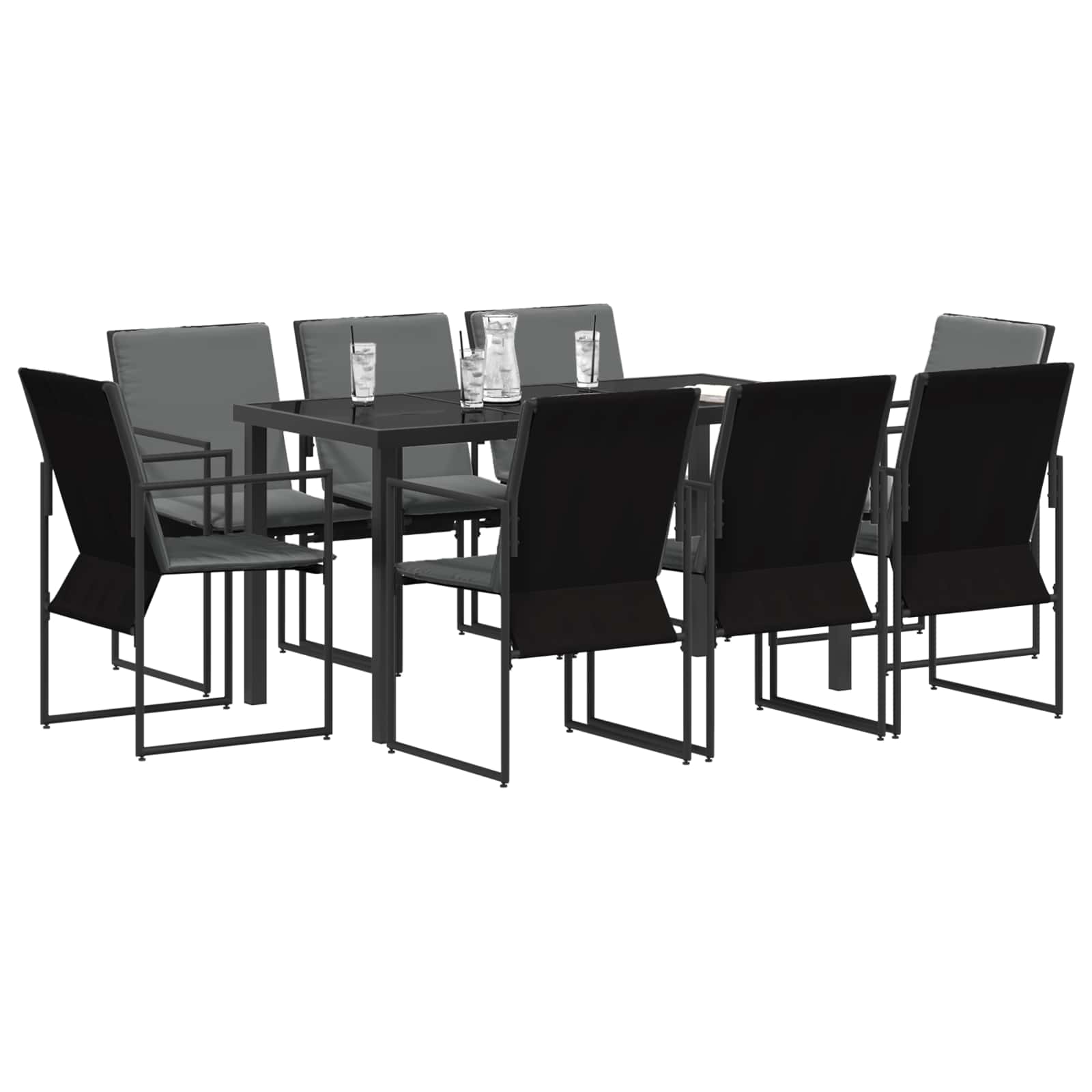 Garten Essgruppe 9 Pcs Schwarz Und Anthrazit 160 X 80 X 73 Cm