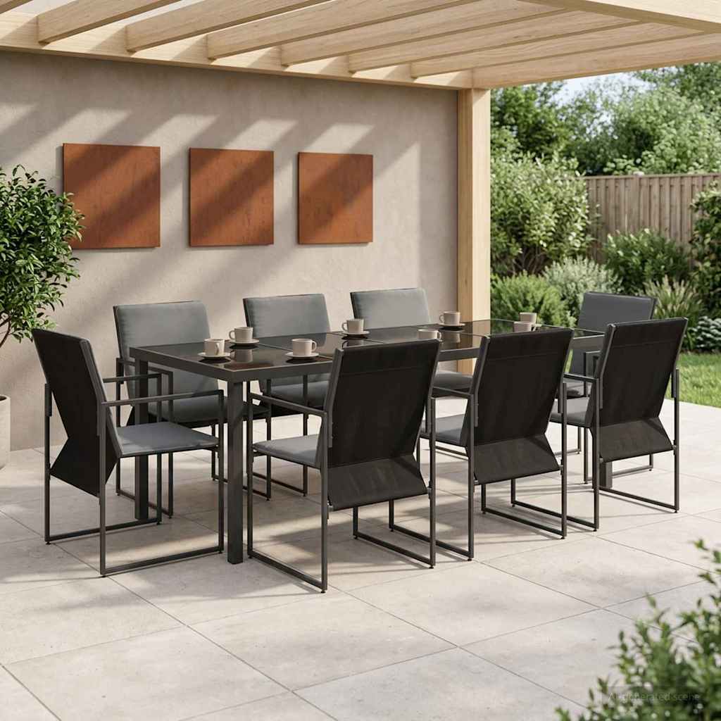 Garten Essgruppe 9 Pcs Schwarz Und Anthrazit 160 X 80 X 73 Cm