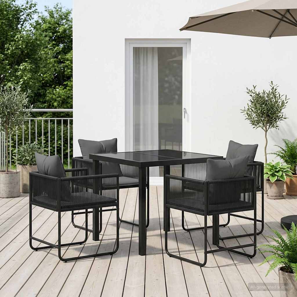 Garten Essgruppe 9 Pcs Schwarz Und Anthrazit 160 X 80 X 73 Cm