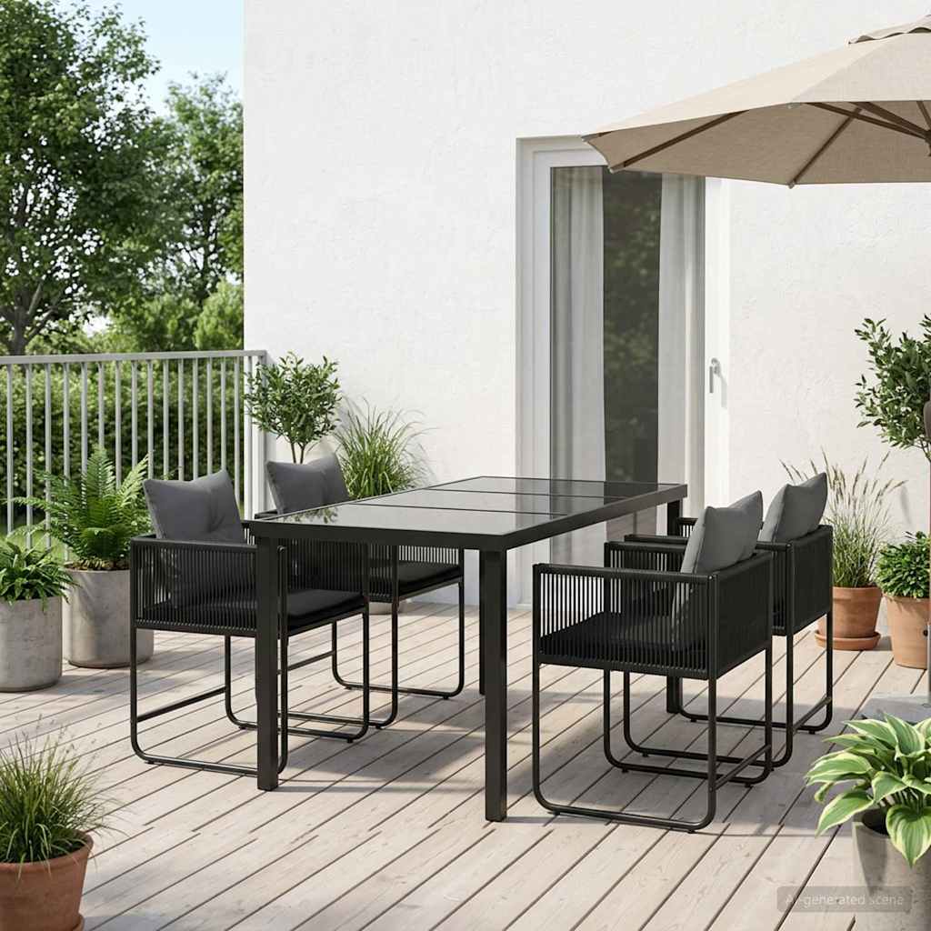 Garten Essgruppe 9 Pcs Schwarz Und Anthrazit 160 X 80 X 73 Cm