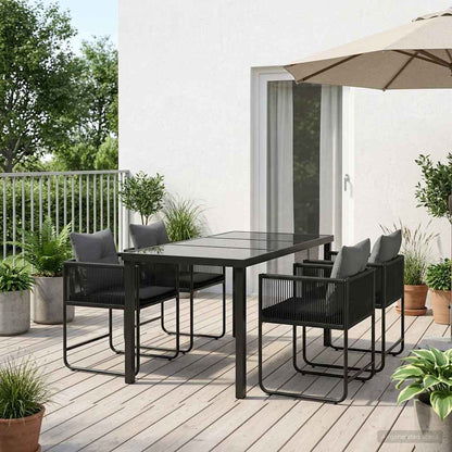Garten Essgruppe 9 Pcs Schwarz Und Anthrazit 160 X 80 X 73 Cm