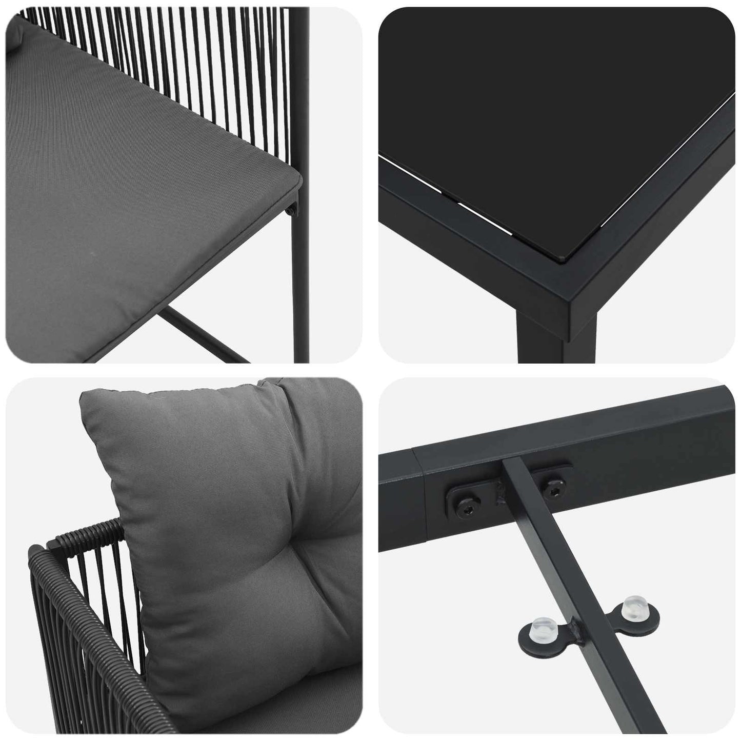 Garten Essgruppe 9 Pcs Schwarz Und Anthrazit 160 X 80 X 73 Cm