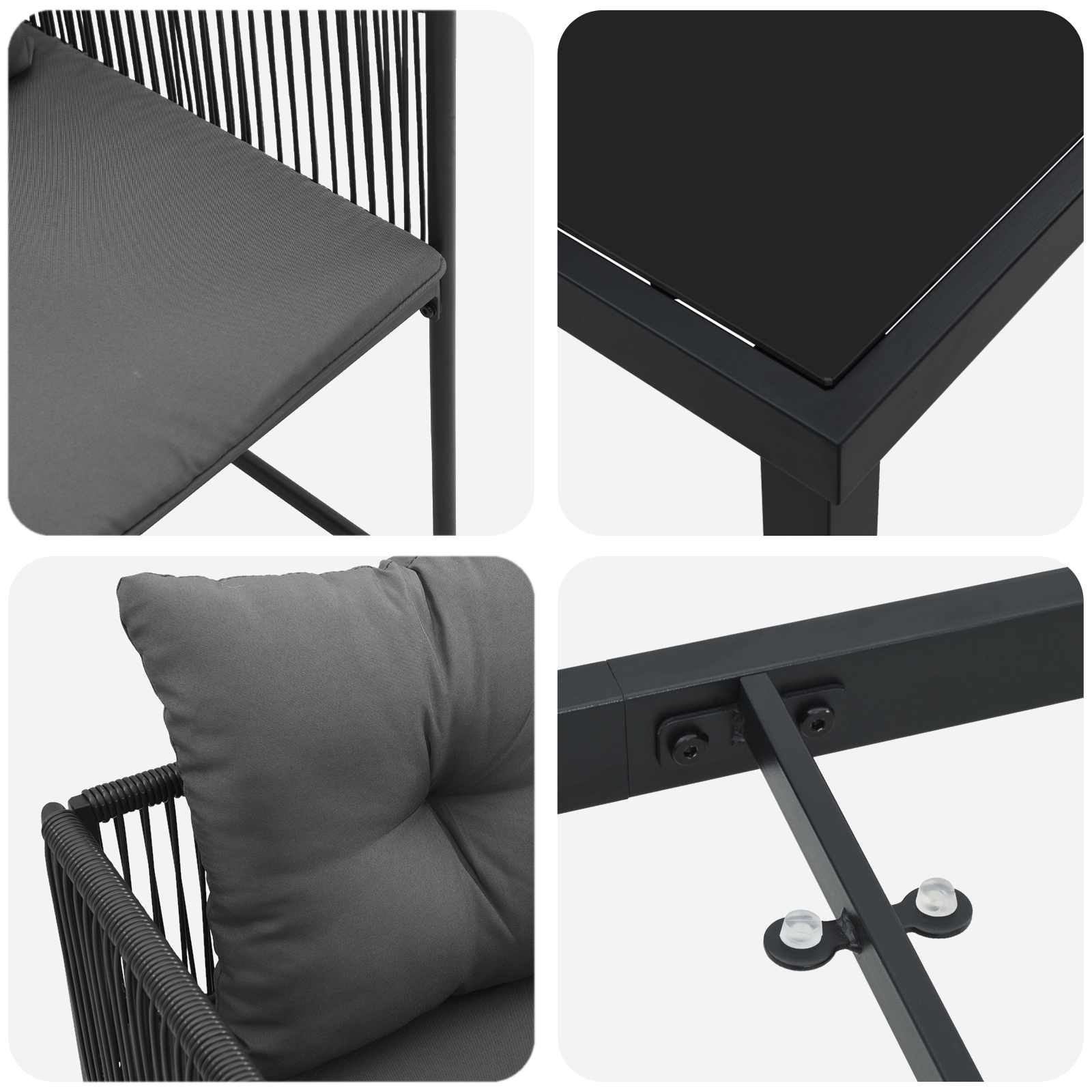 Garten Essgruppe 9 Pcs Schwarz Und Anthrazit 160 X 80 X 73 Cm