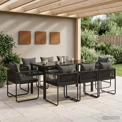 Garten Essgruppe 9 Pcs Schwarz Und Anthrazit 160 X 80 X 73 Cm