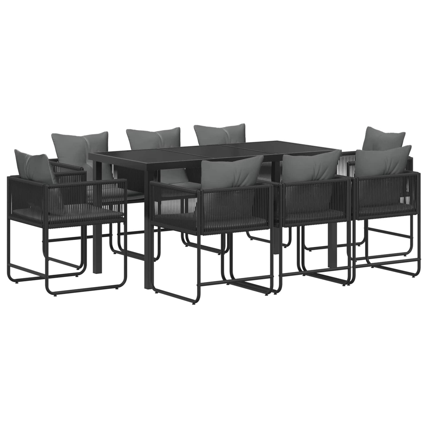 Garten Essgruppe 9 Pcs Schwarz Und Anthrazit 160 X 80 X 73 Cm