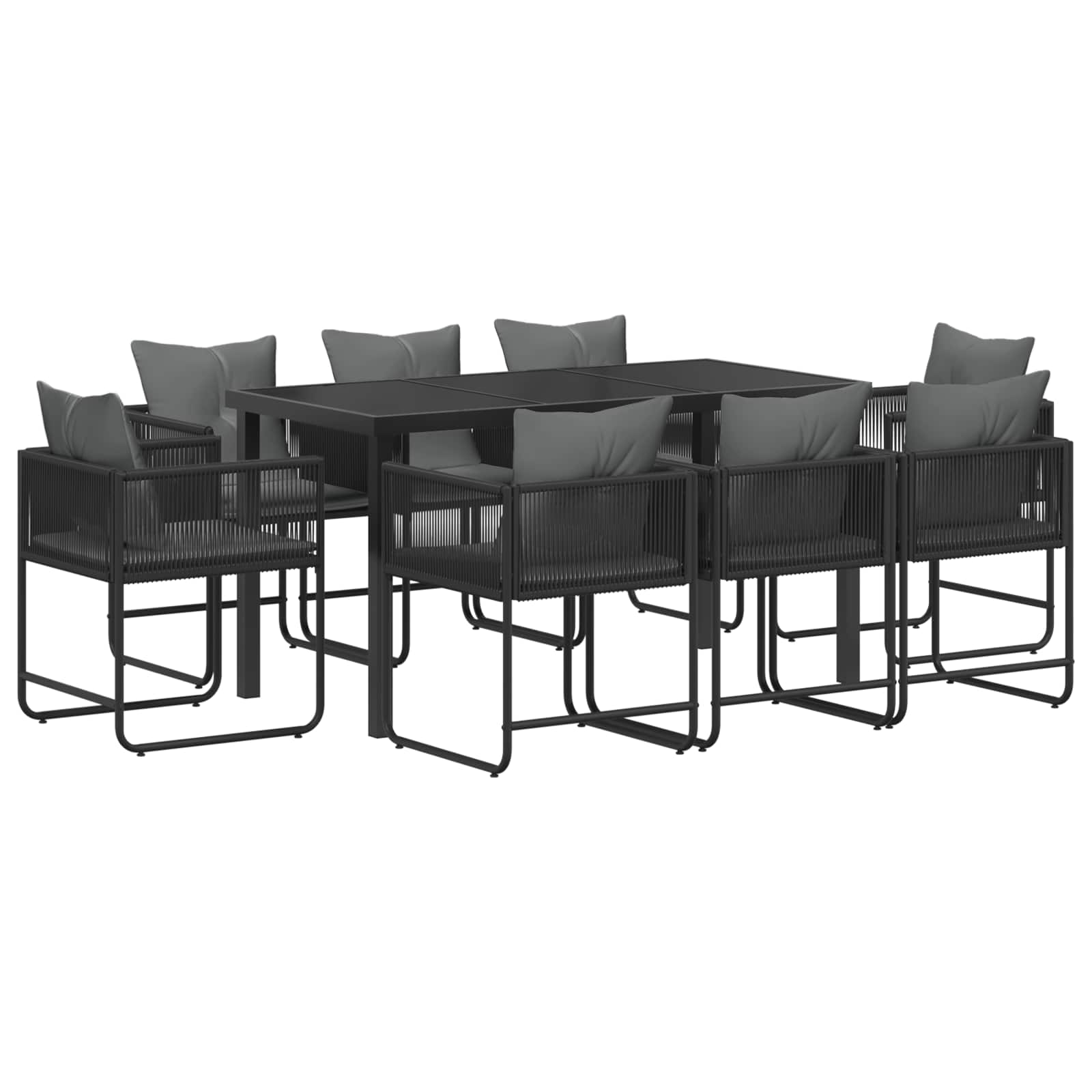 Garten Essgruppe 9 Pcs Schwarz Und Anthrazit 160 X 80 X 73 Cm