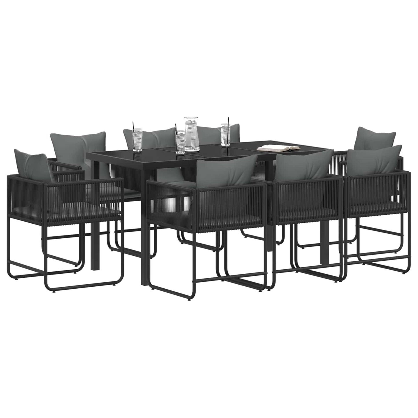 Garten Essgruppe 9 Pcs Schwarz Und Anthrazit 160 X 80 X 73 Cm
