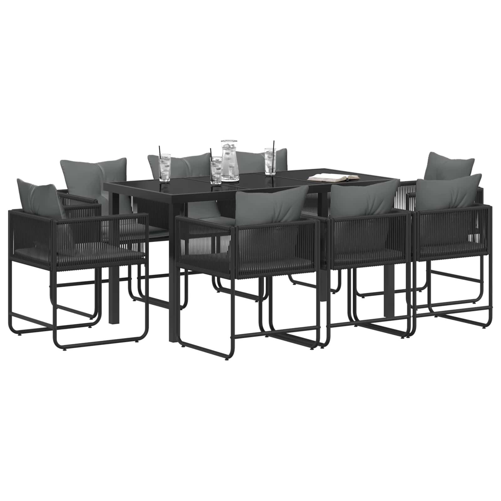 Garten Essgruppe 9 Pcs Schwarz Und Anthrazit 160 X 80 X 73 Cm