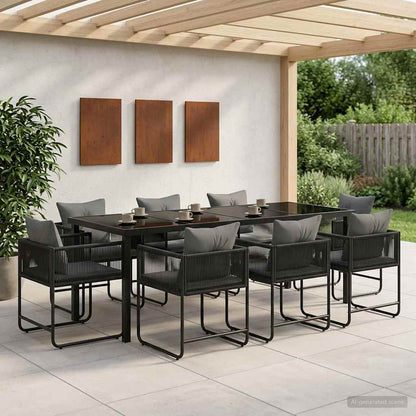 Garten Essgruppe 9 Pcs Schwarz Und Anthrazit 160 X 80 X 73 Cm