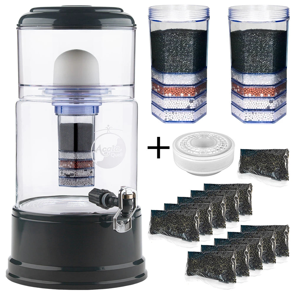 AcalaQuell® Advanced kristallklar | anthrazit | 8 Liter für 1-4 Personen | verschiedene Optionen | Einsteigerset klein