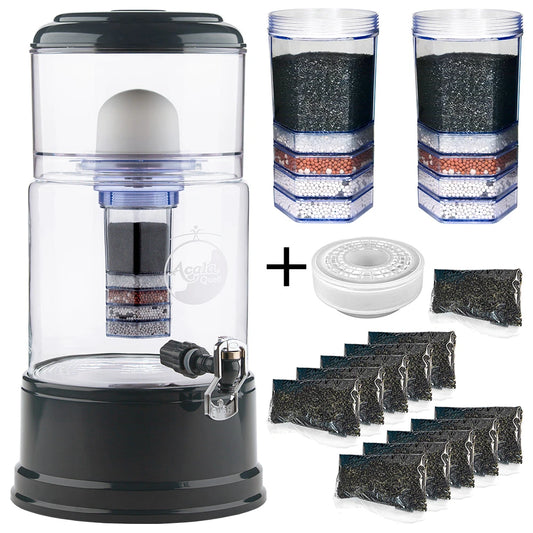 AcalaQuell® Advanced kristallklar | anthrazit | 8 Liter für 1-4 Personen | verschiedene Optionen | Einsteigerset klein