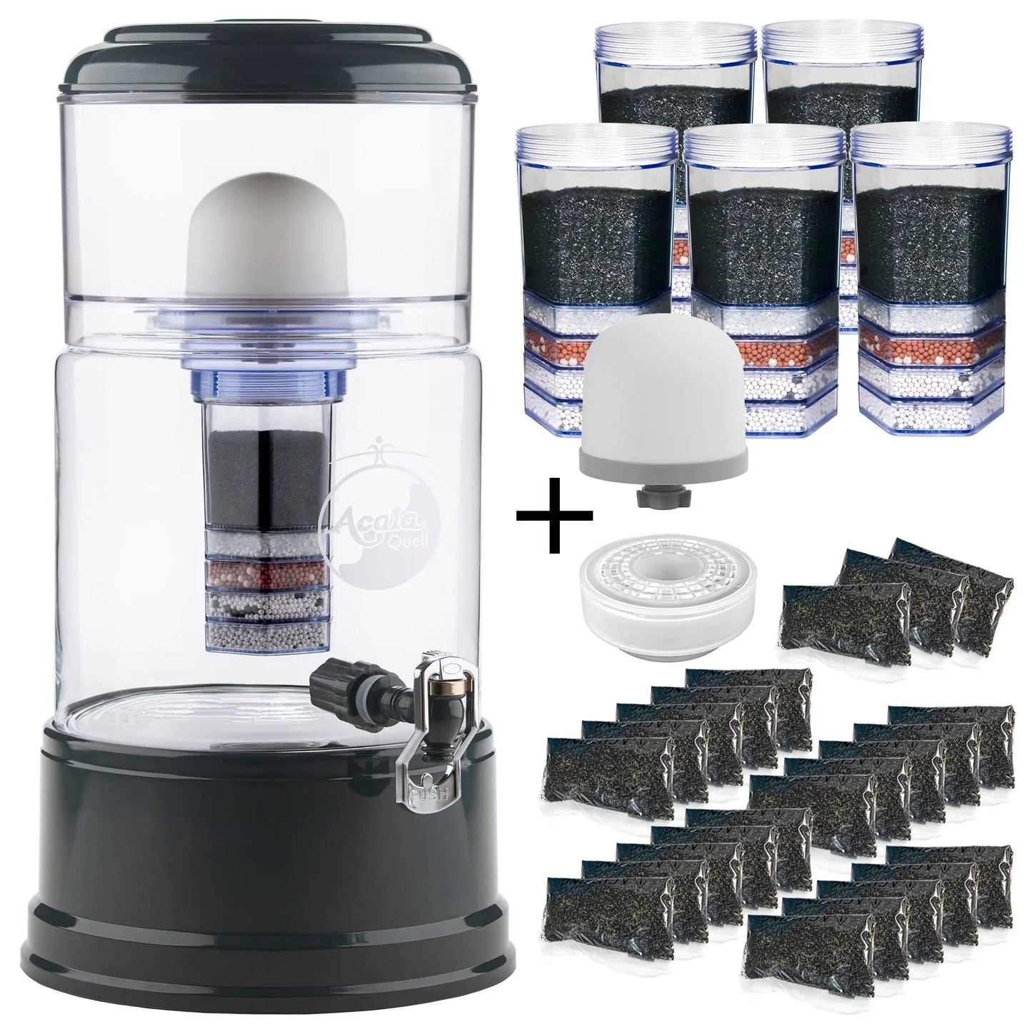 AcalaQuell® Advanced kristallklar | anthrazit | 8 Liter für 1-4 Personen | verschiedene Optionen | Einsteigerset groß