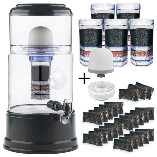 AcalaQuell® Advanced kristallklar | anthrazit | 8 Liter für 1-4 Personen | verschiedene Optionen | Einsteigerset groß