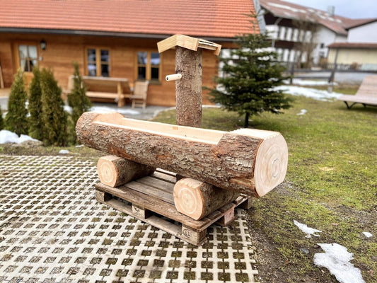 Holzbrunnen ,,Aiplspitz" Baumstammbrunnen mit Rinde | diverse Größen & Optionen