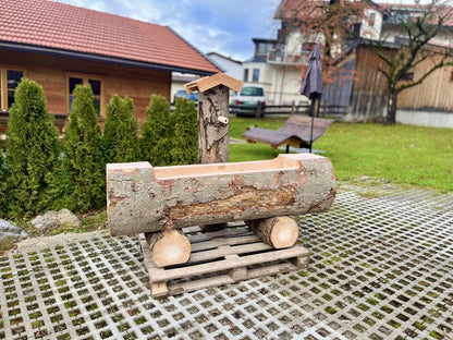 Holzbrunnen ,,Aiplspitz" Baumstammbrunnen mit Rinde | diverse Größen & Optionen