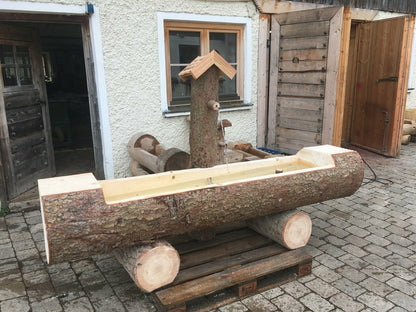 Holzbrunnen ,,Aiplspitz" Baumstammbrunnen mit Rinde | diverse Größen & Optionen