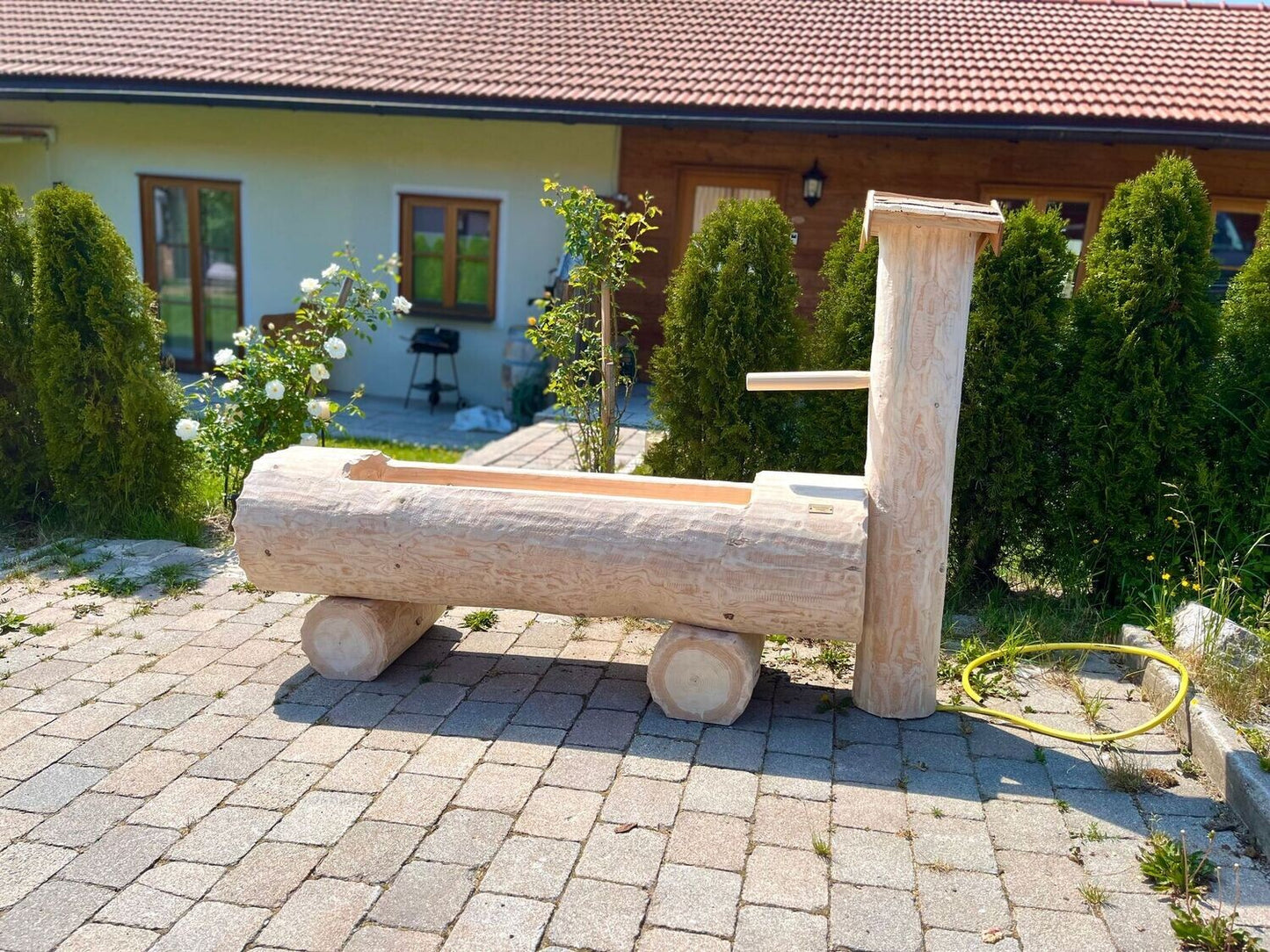 Holzbrunnen ,,Alpelhorn" Holztrog mit Säule stirnseiteitig | diverse Größen & Optionen