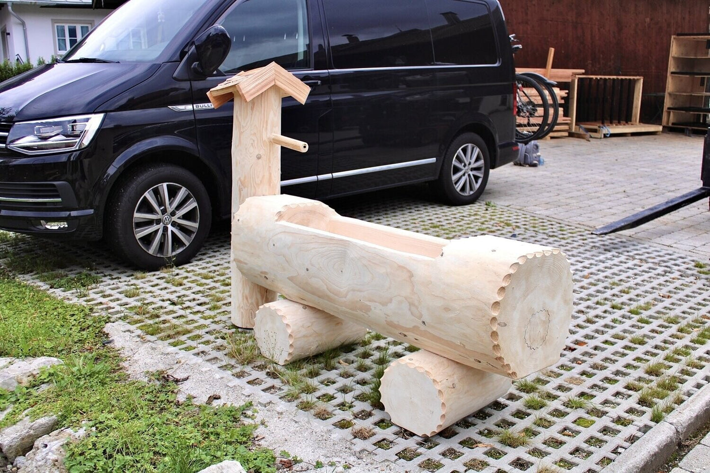 Holzbrunnen ,,Alpelhorn" Holztrog mit Säule stirnseiteitig | diverse Größen & Optionen