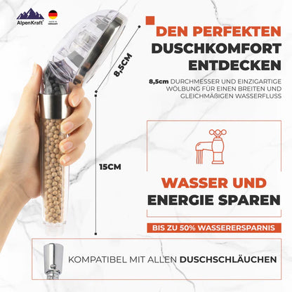 AlpenKraft® ZugSpitze Premium-Duschkopf Klavierlack