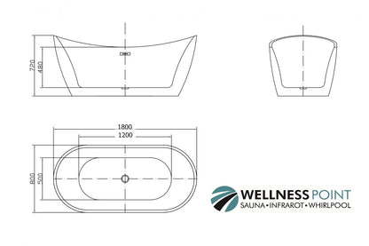 Badewanne Bolsena 180x80 cm | Farbvariante: White (weiß)