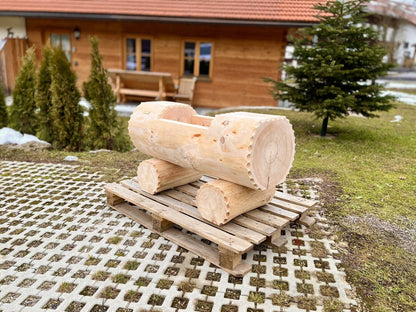 Holzbrunnen ,,Bodenschneid" Holztrog Lärche Seiten abgeflacht | diverse Größen & Lasur-Option