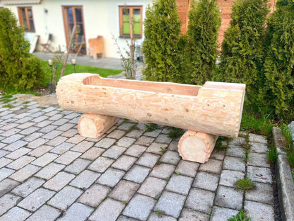 Holzbrunnen ,,Bodenschneid" Holztrog Lärche Seiten abgeflacht | diverse Größen & Lasur-Option