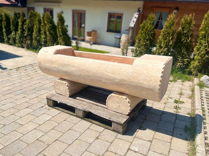 Holzbrunnen ,,Bodenschneid" Holztrog Lärche Seiten abgeflacht | diverse Größen & Lasur-Option