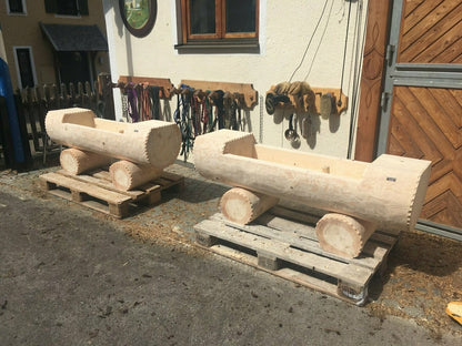 Holzbrunnen ,,Brecherspitz" Holztrog Seiten abgeflacht | diverse Größen & Optionen