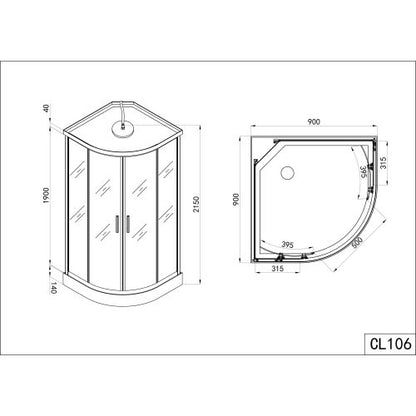 Sanotechnik Duschkabine Komplettduschkabine SCALA weiß 90x90x215cm Quickline