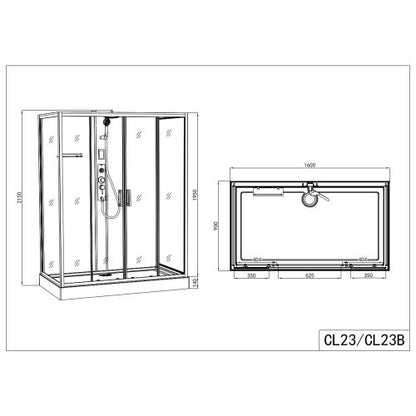 Sanotechnik Duschkabine Komplettduschkabine NEW YORK 90x160x215cm Quickline