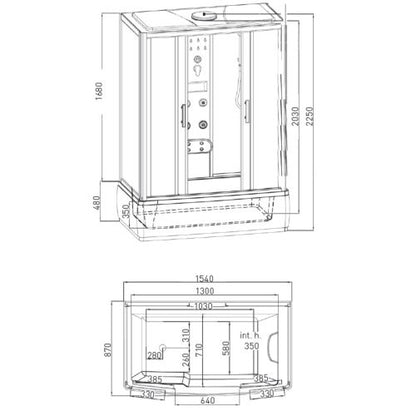 Sanotechnik Dampfdusche Dampfduschkabine NEVADA 87x154x225cm