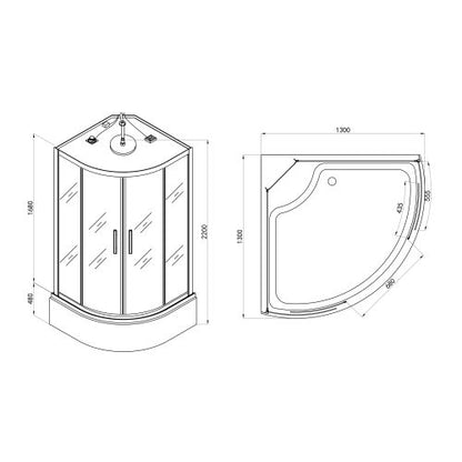 Sanotechnik Dampfdusche Dampfduschkabine CUBA 130x130x229cm
